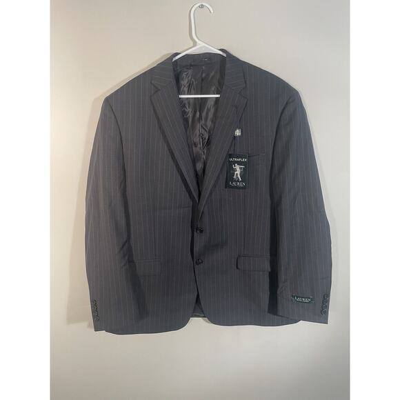 $699 NWT RALPH LAUREN ULTRAFLEX PINSTRIPE BLACK SUIT JACKET MEN’S 46R - Picture 2 of 14